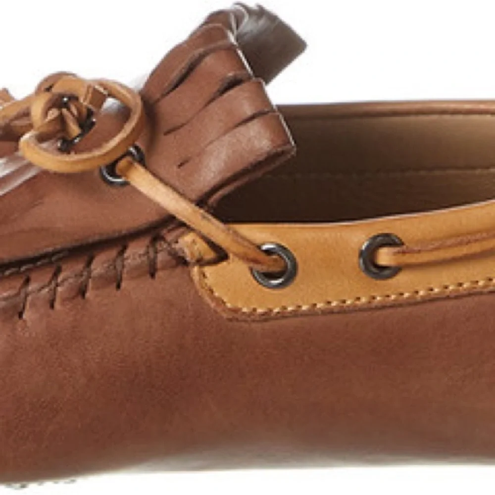 Tod's Gommino Leather Fringe Driving Loafers in Congnac & Tan